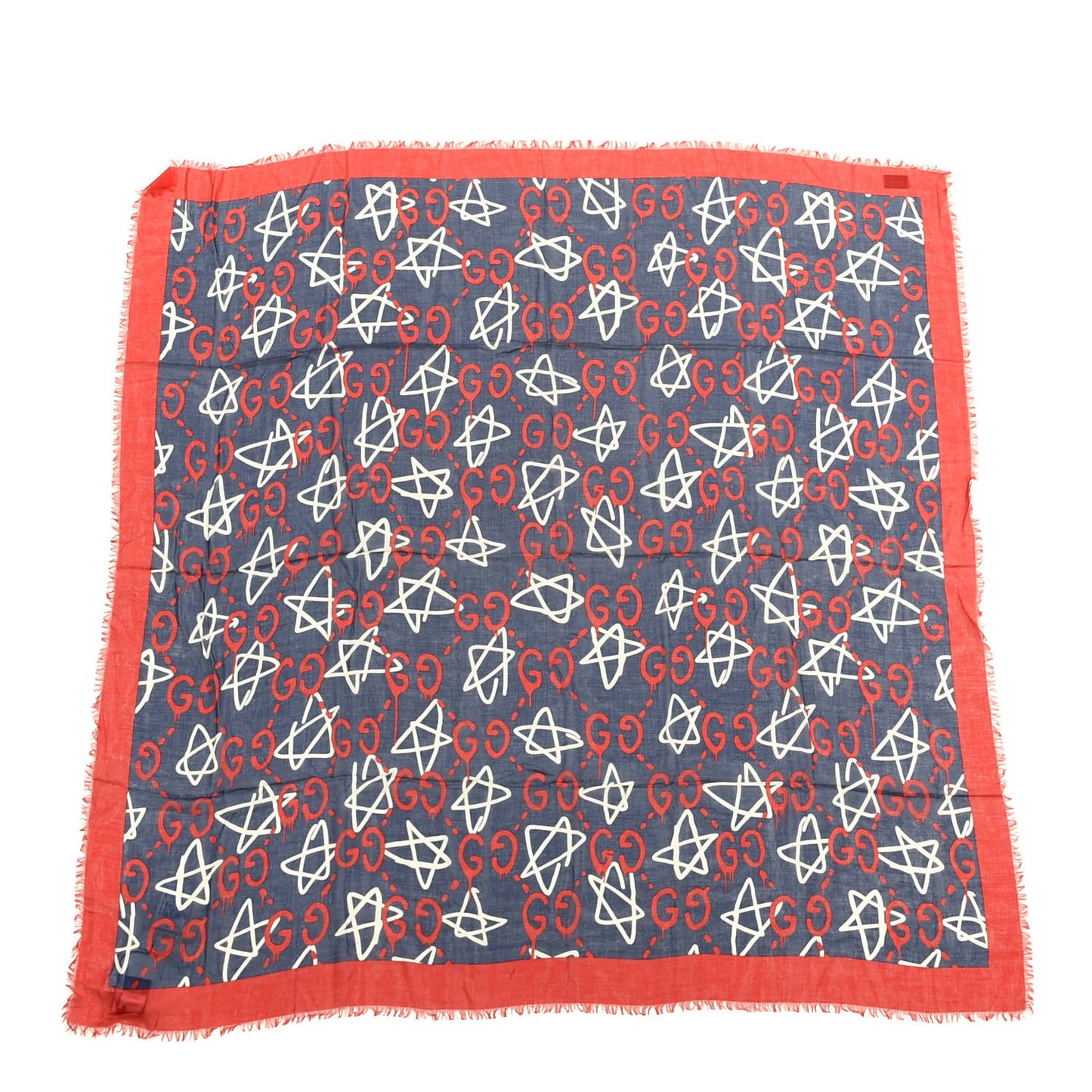 Modal Silk GucciGhost Print Shawl Red White Blue