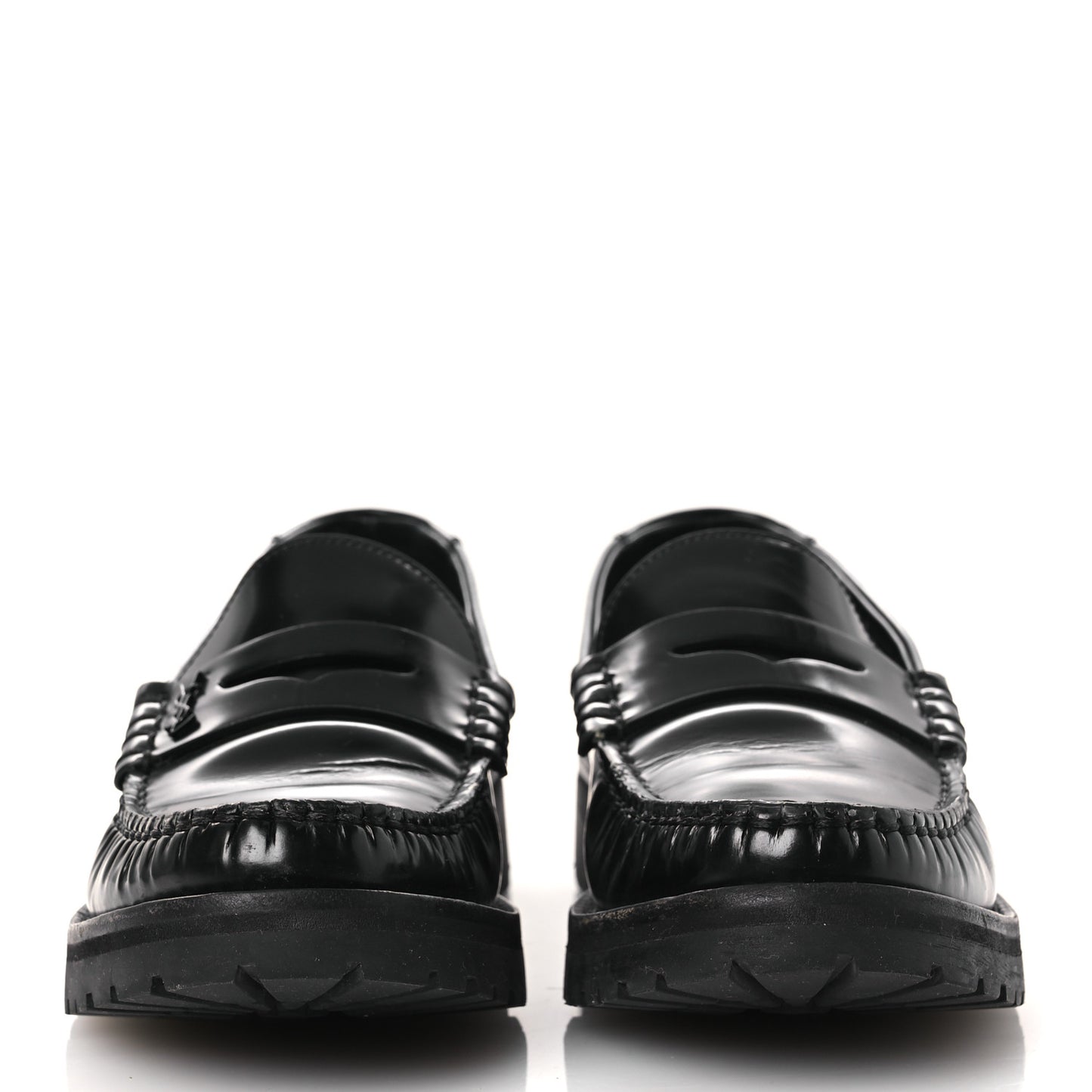 Glazed Calfskin Chunky Le Loafer Penny Slippers 39 Black