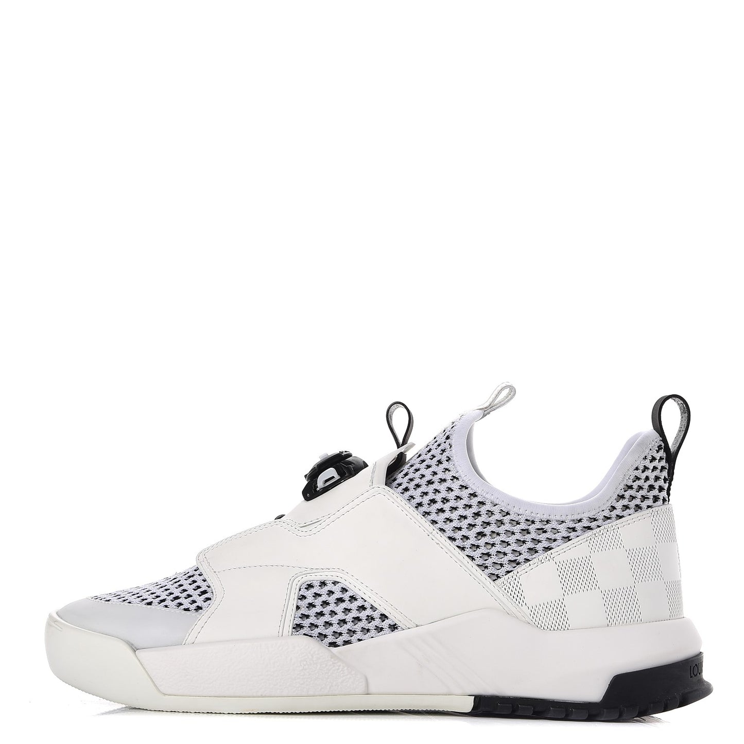 Mesh Calfskin Damier Embossed Fuel Power Sneakers 6 White