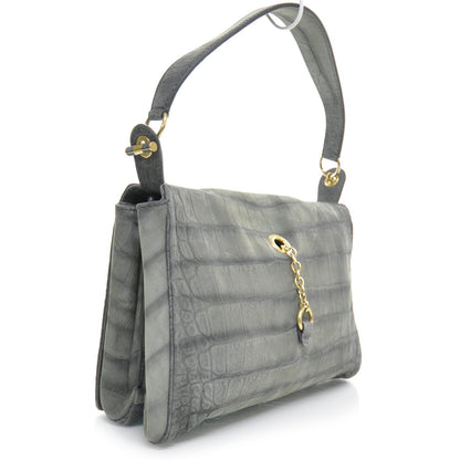 Saint Laurent Crocodile Embossed Nubuck Catwalk Bag Anthracite Grey 2 of 8