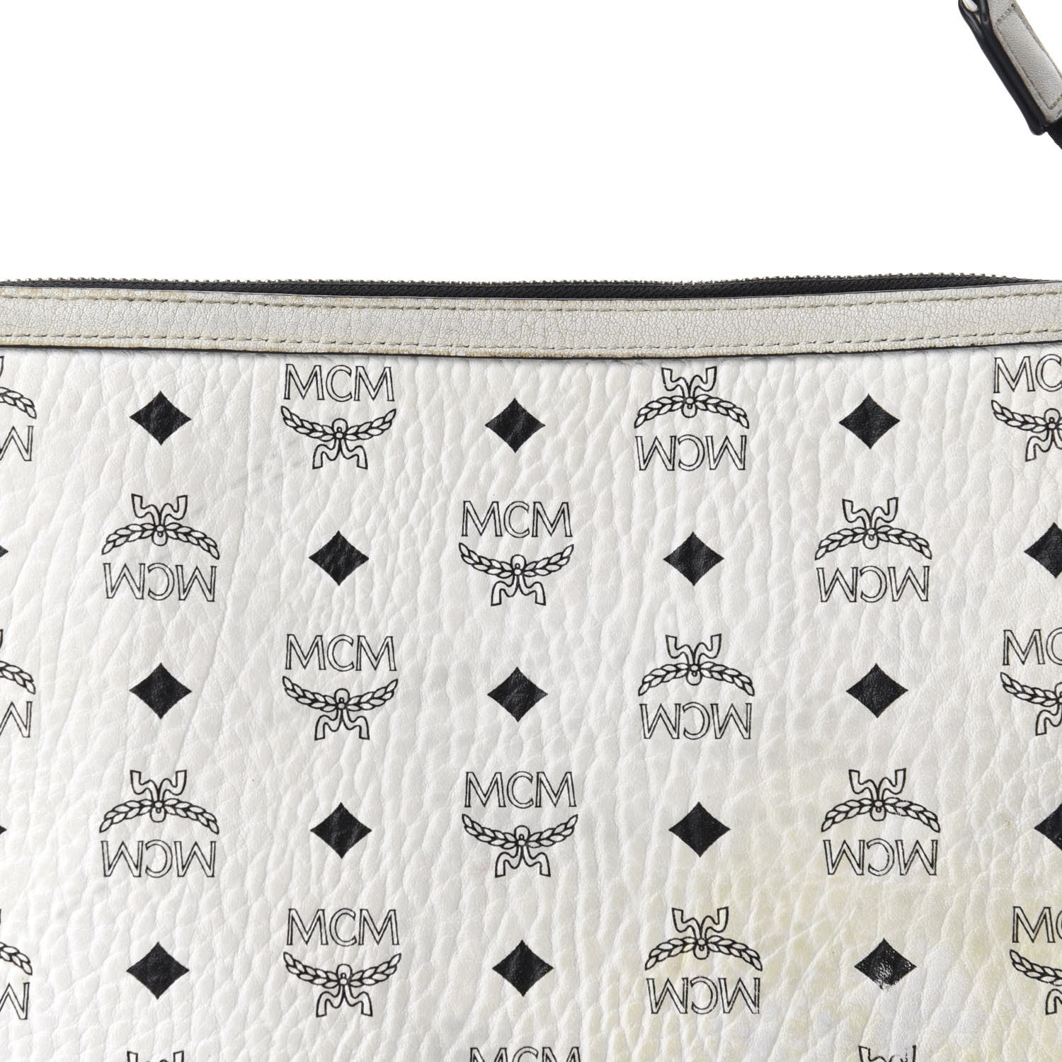 MCM Visetos Liz Shopper Tote Pouch White 10 of 10