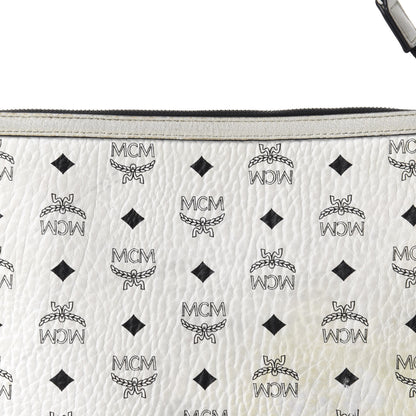 MCM Visetos Liz Shopper Tote Pouch White 10 of 10