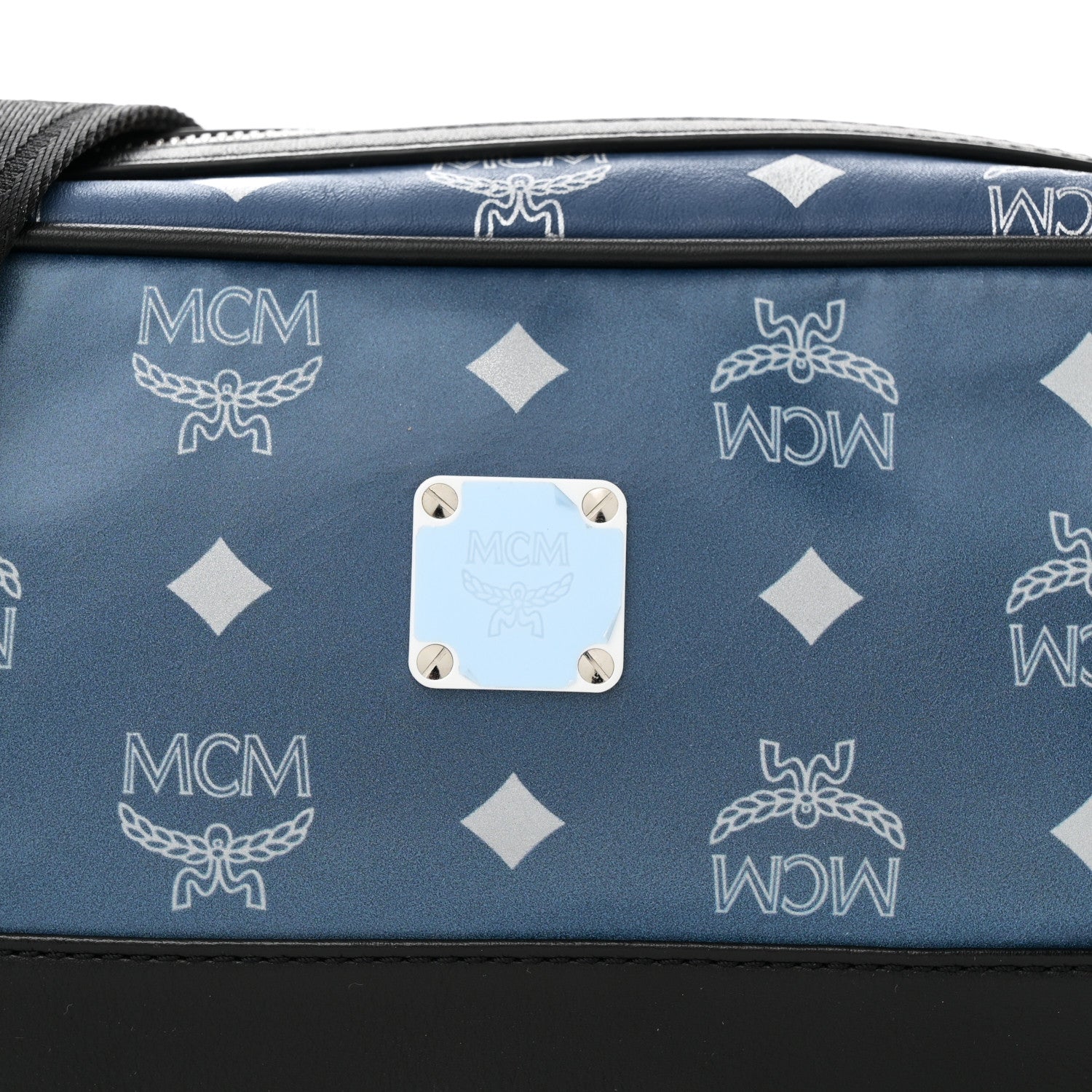 MCM Visetos Reflective Nylon Small Crossbody Estate Blue 7 of 9