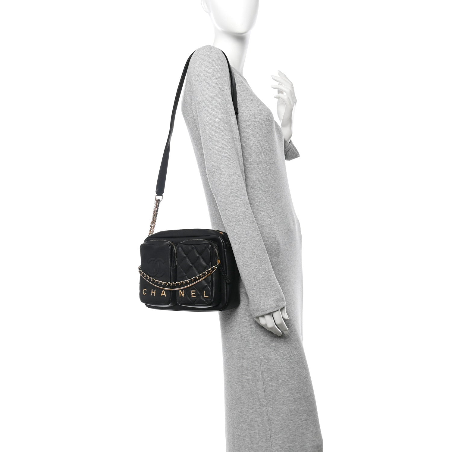 Chanel Calfskin Quilted Large Camera Case Black 2 of 10