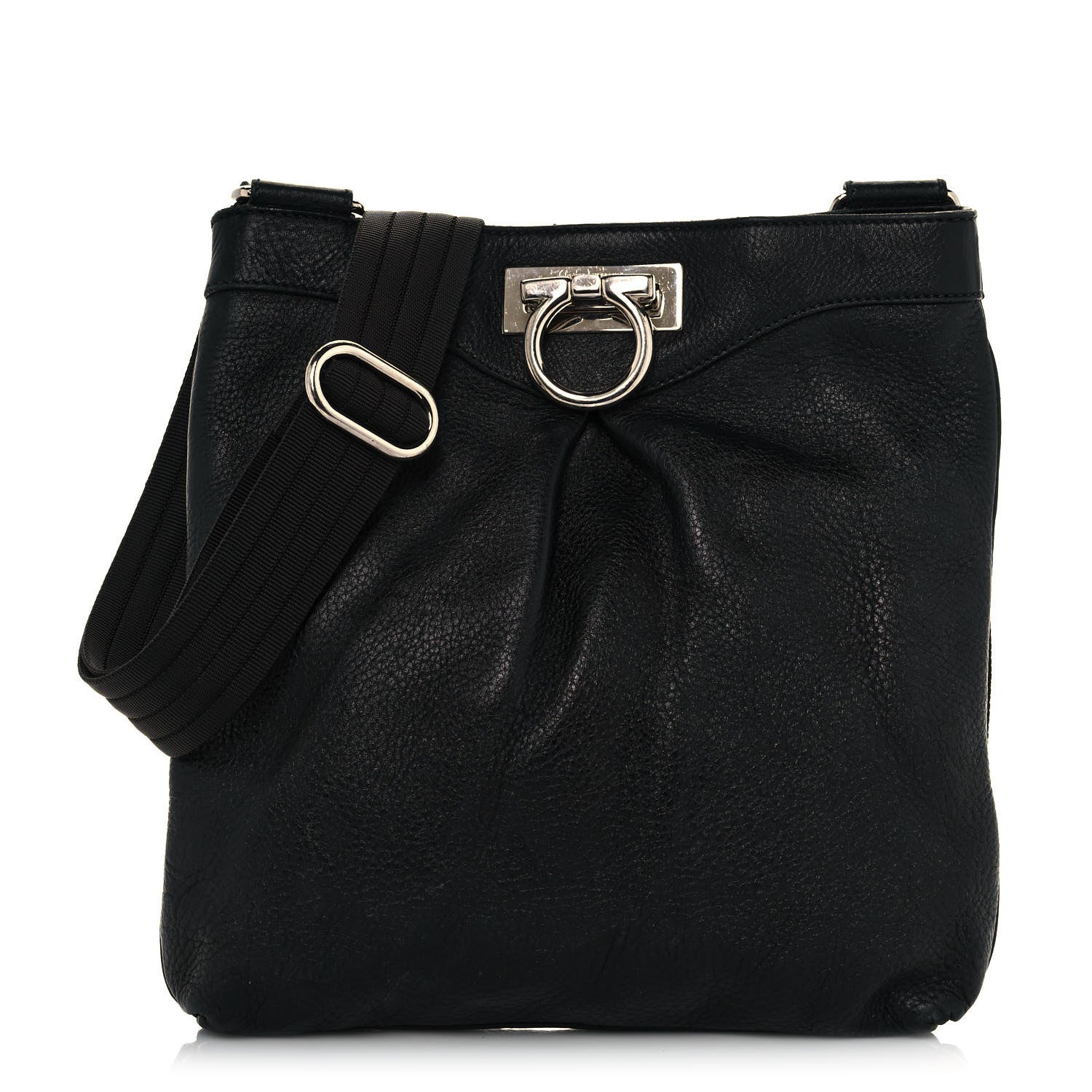Salvatore Ferragamo Calfskin Hobo Black 1 of 12