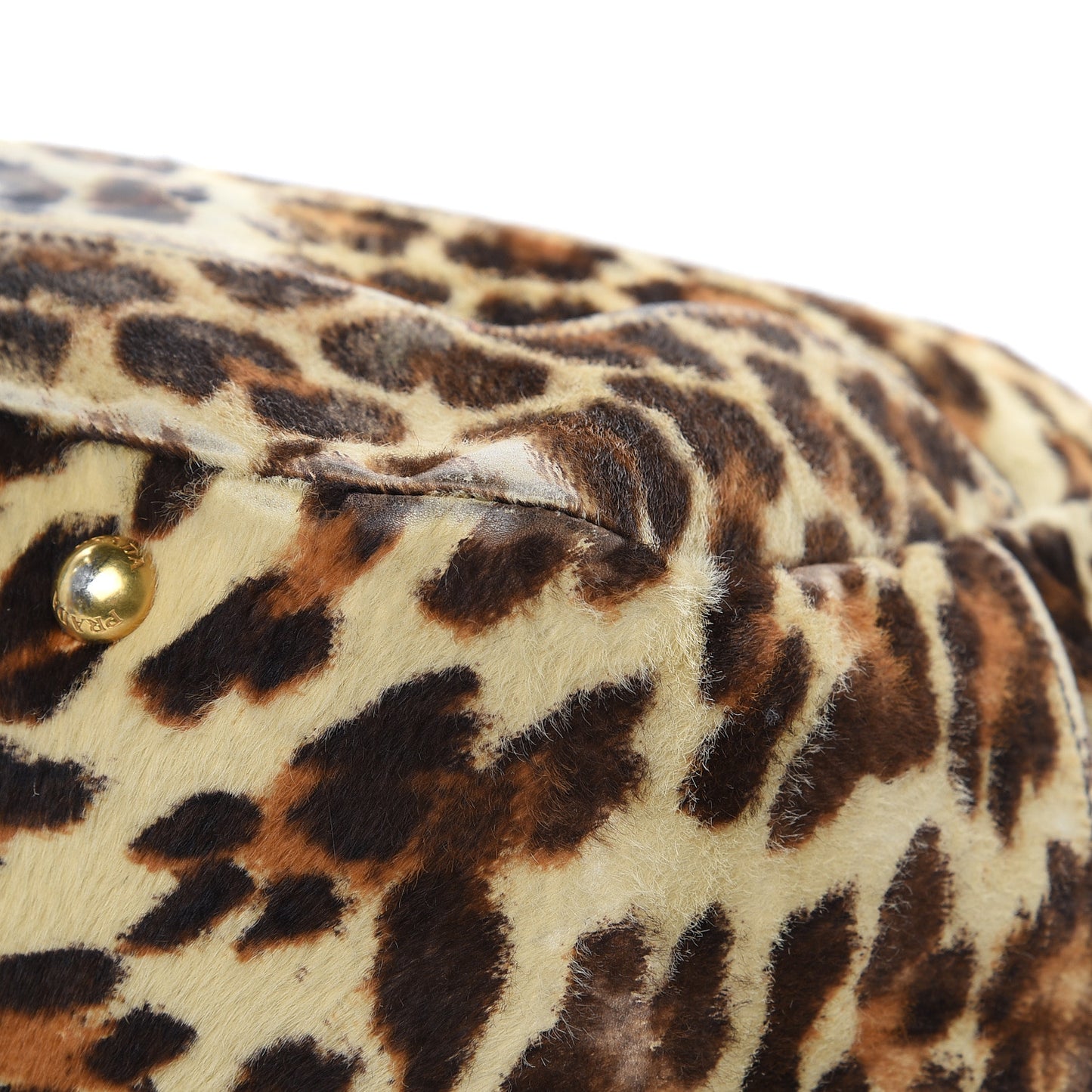 Calf Hair Leopard Print Shoulder Bag Avorio