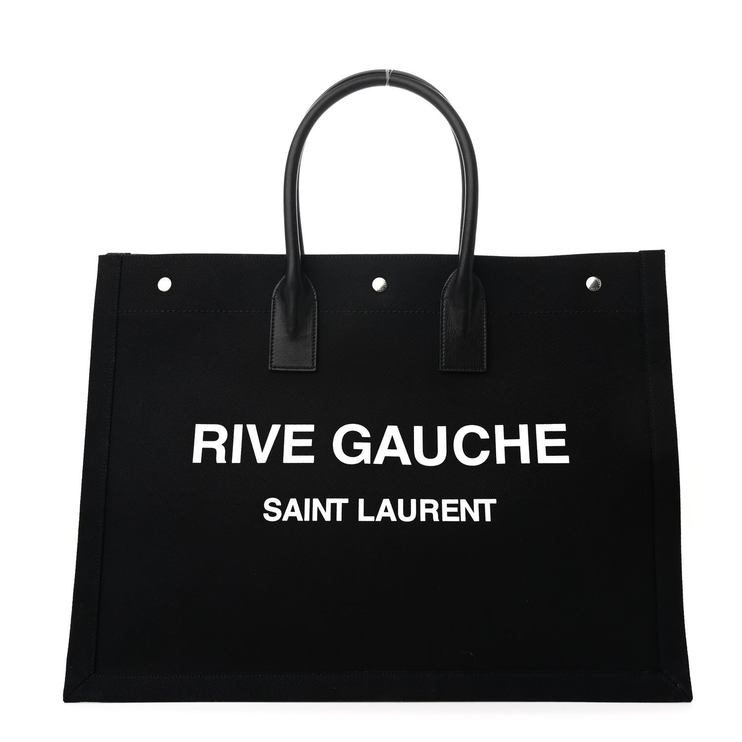 Saint Laurent Linen Calfskin Rive Gauche Tote Black 1 of 12