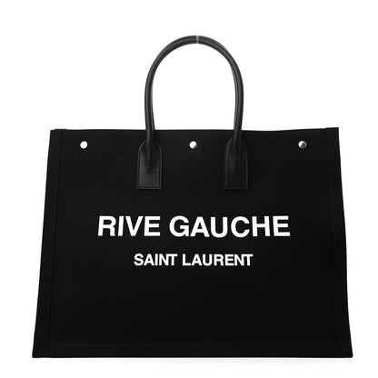 Saint Laurent Linen Calfskin Rive Gauche Tote Black 1 of 12