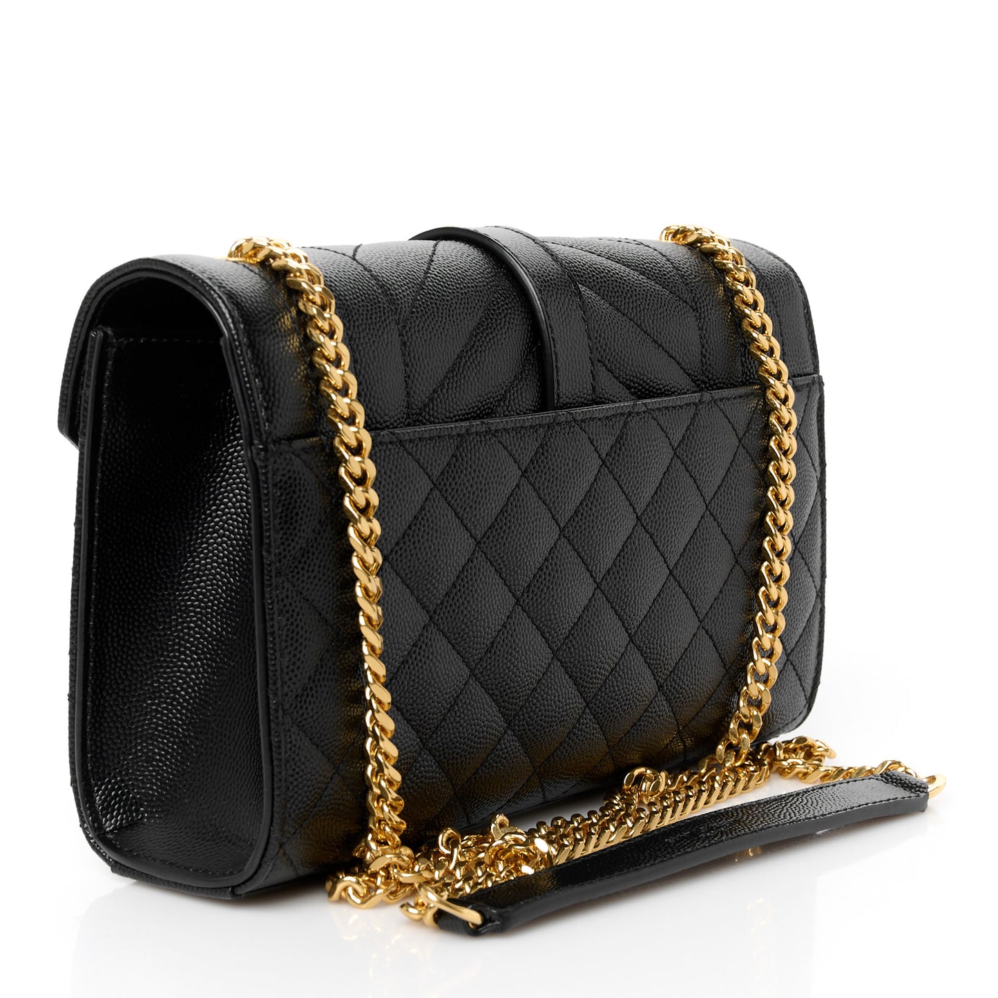 Grain De Poudre Textured Mixed Matelasse Triquilt Small Monogram Satchel Black