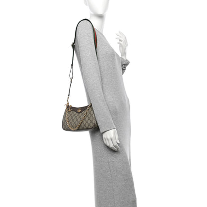 Gucci GG Supreme Monogram Textured Dollar Calfskin Web Small Ophidia GG Handbag Beige Ebony New Acero 2 of 11