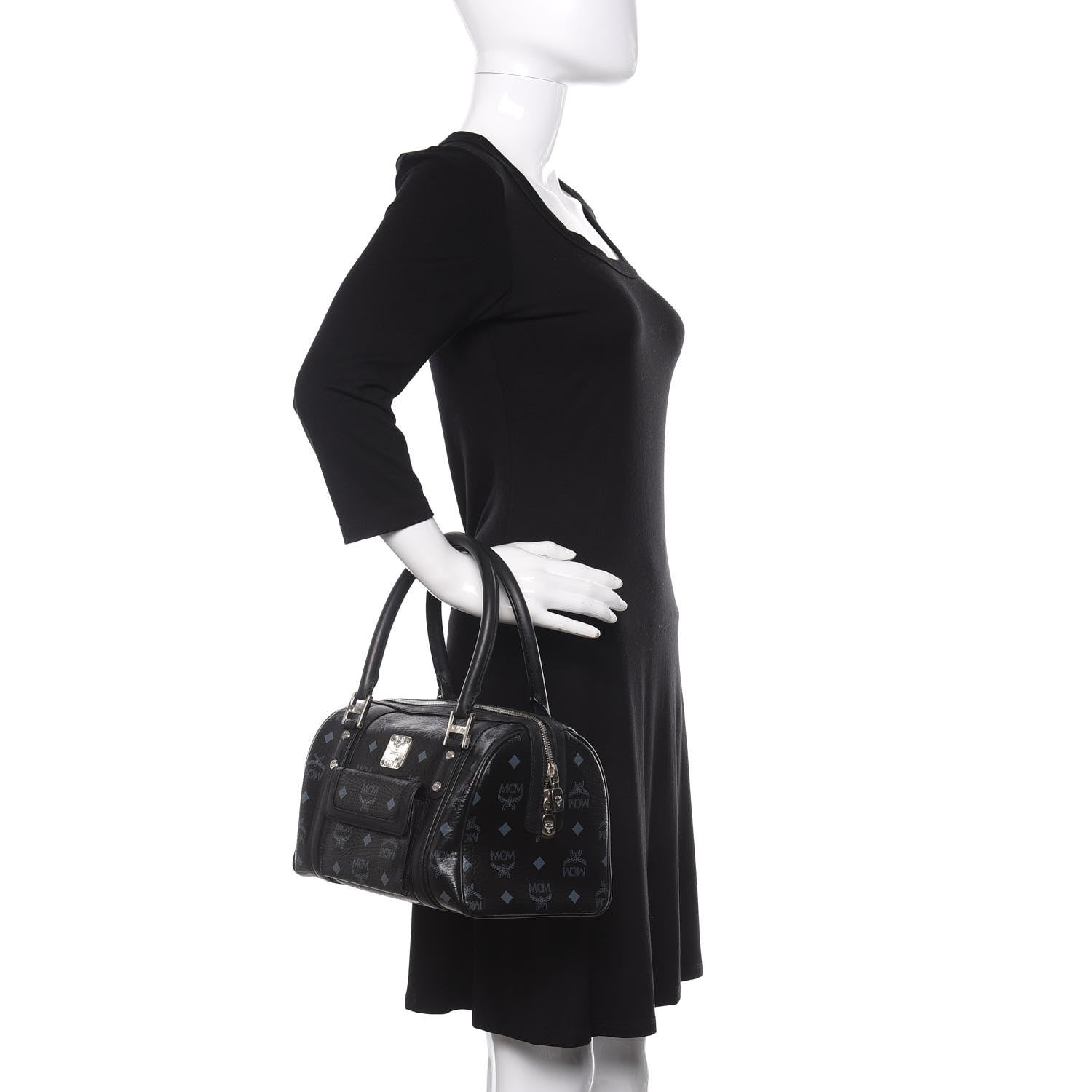 MCM Visetos Small Boston Bag Black 2 of 13