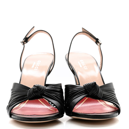 Gucci Nappa Crawford Knot Slingback Slide Sandals 36 Black 2 of 7