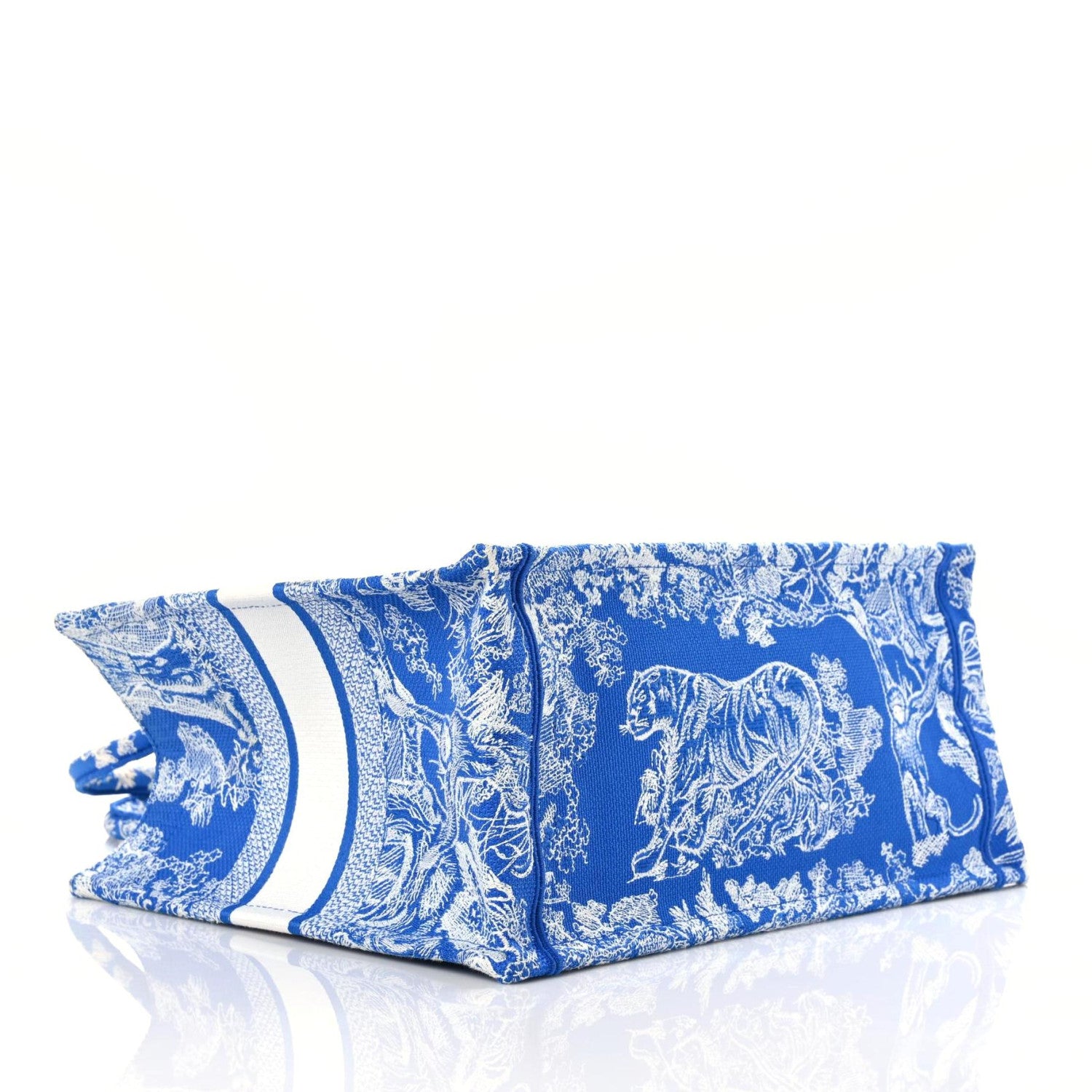 Christian Dior Canvas Embroidered Medium Dioriviera Toile De Jouy Book Tote Fluorescent Blue 4 of 11