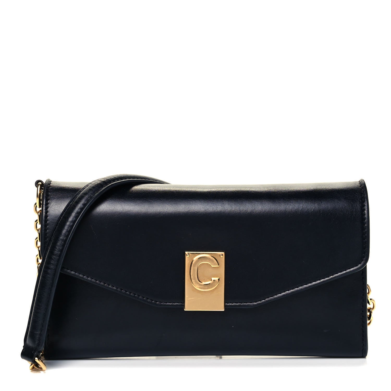 Celine Shiny Smooth Calfskin C Wallet On Chain Bag Black 1 of 9