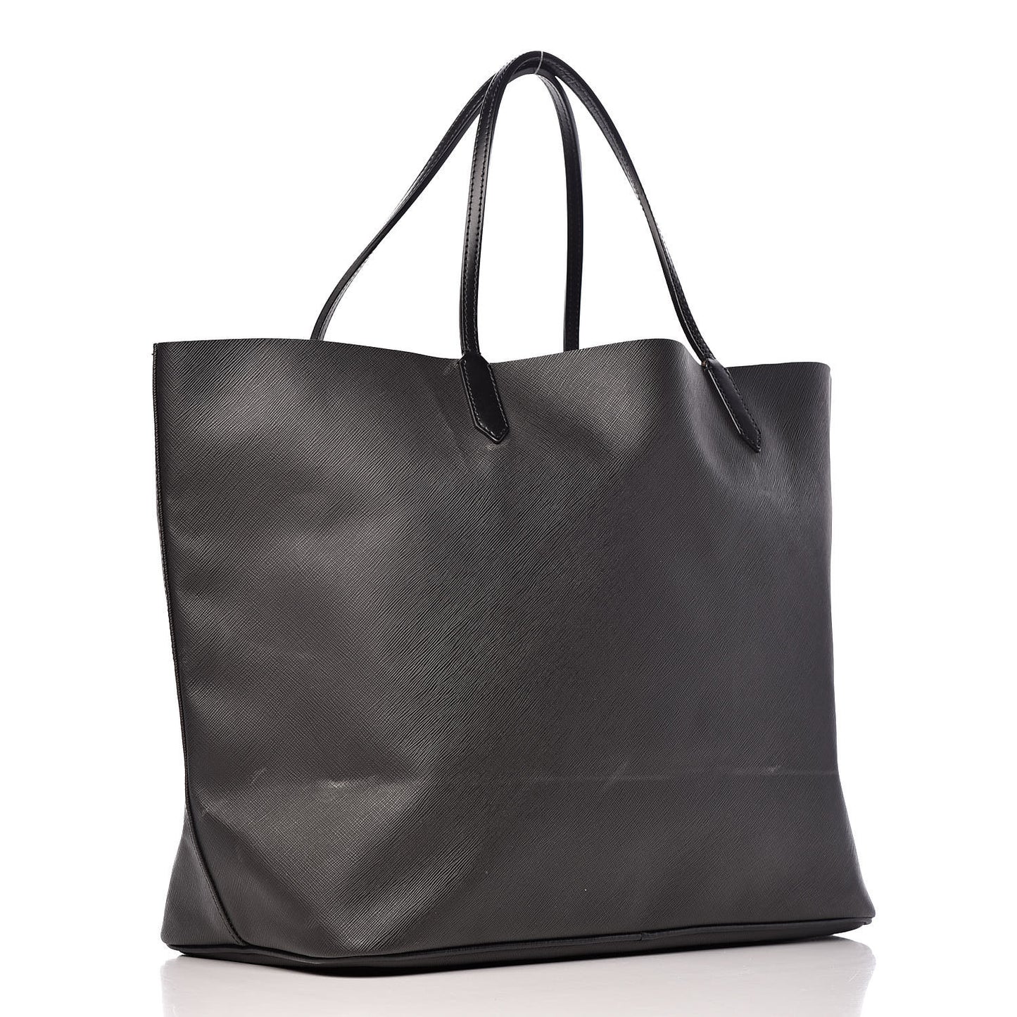 Textured Coated Canvas Bambi Print Large Antigona Tote Black