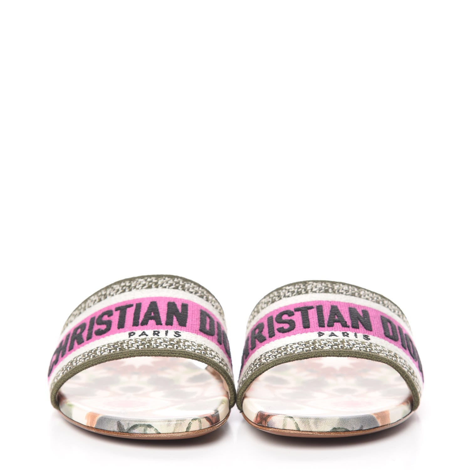 Christian Dior Canvas KaleiDioroscopic Embroidered Dway Flat Slide Sandals 37.5 Deep Amaranth 2 of 10