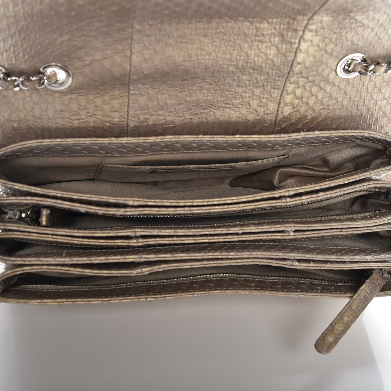 Chanel Iridescent Python Quilted Medium Clam Pocket Flap Gold 5 of 8