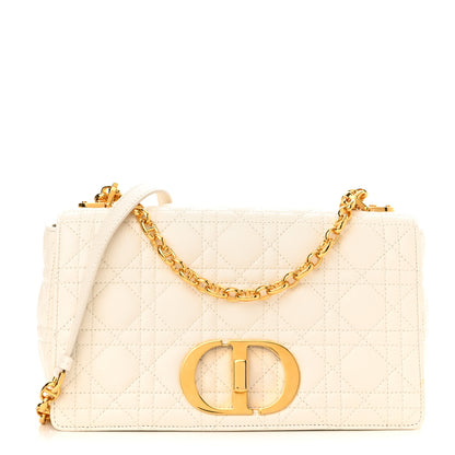 Christian Dior Supple Calfskin Cannage Medium Caro Bag Ivory 1 of 10