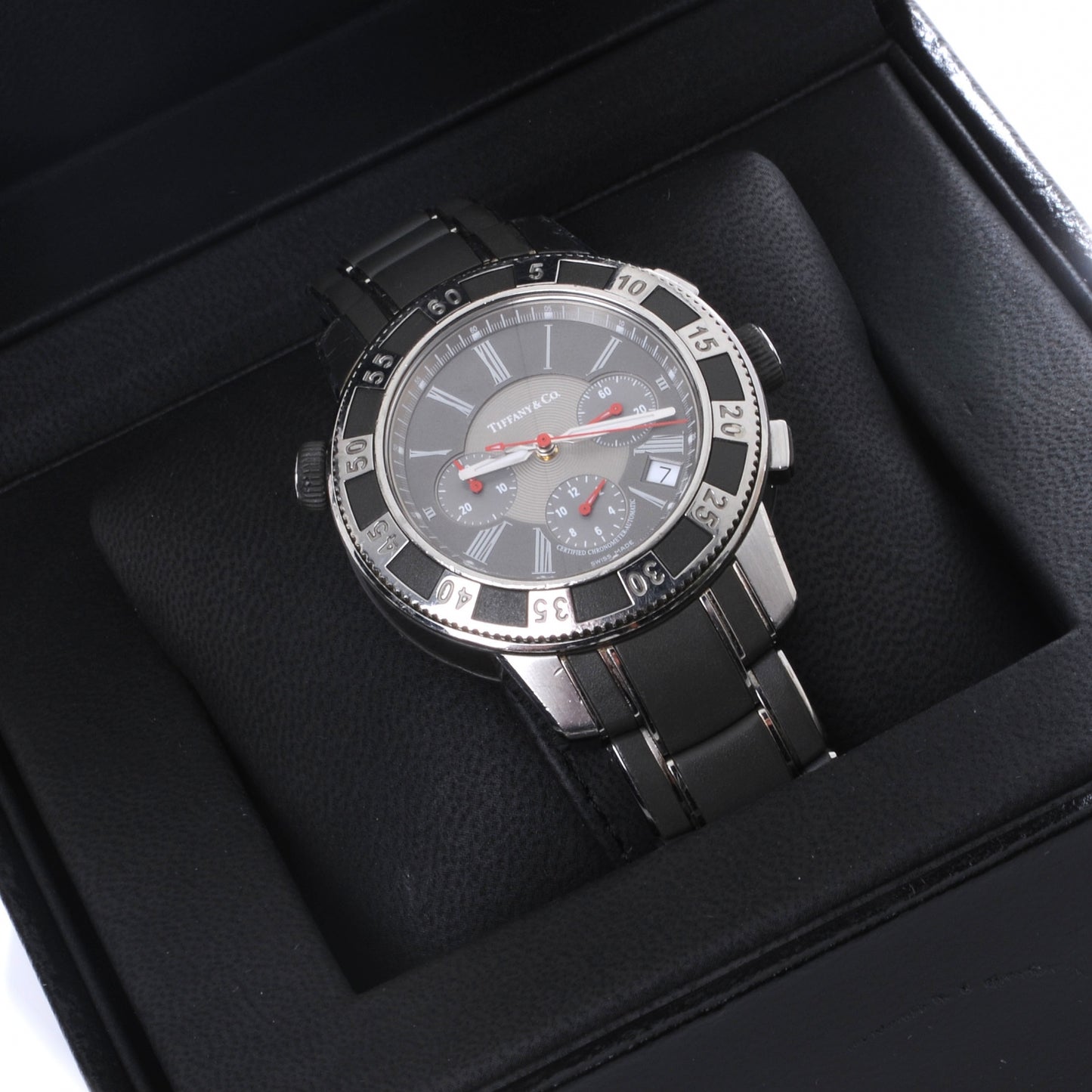 Stainless Steel Rubber 42mm Mark T-57 Chronograph Automatic Watch Black