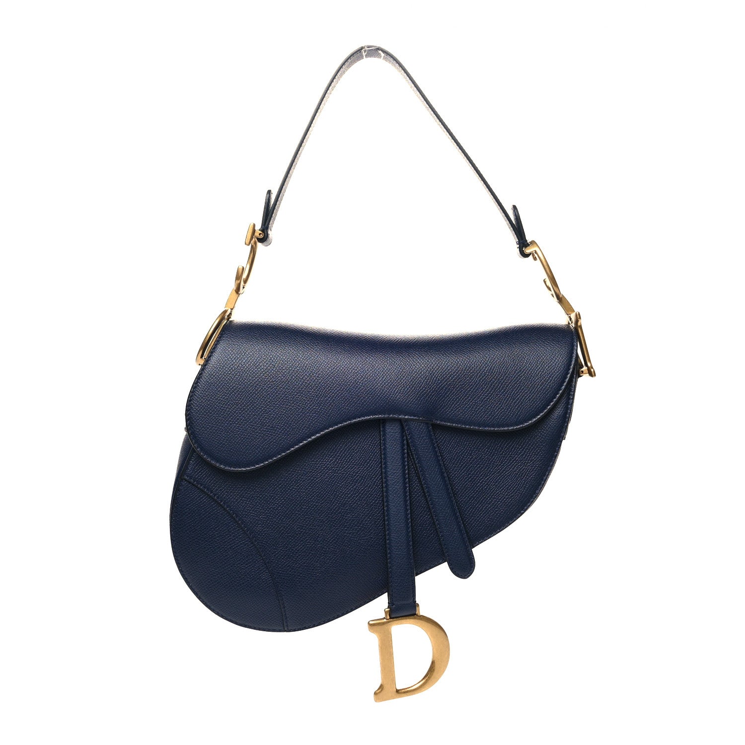 Christian Dior Grained Calfskin Saddle Bag Navy 1 of 9
