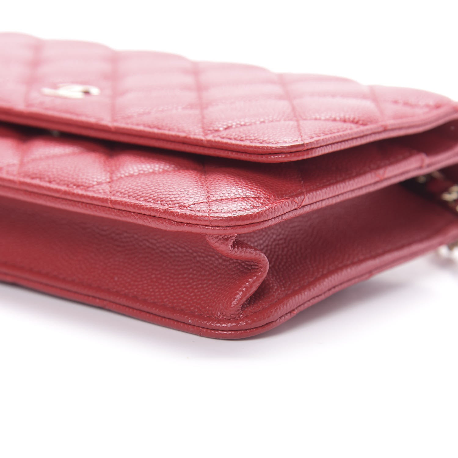 Chanel Caviar Quilted Wallet on Chain WOC Red 11 of 12