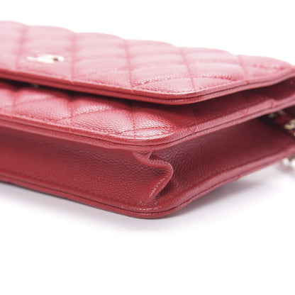 Chanel Caviar Quilted Wallet on Chain WOC Red 11 of 12