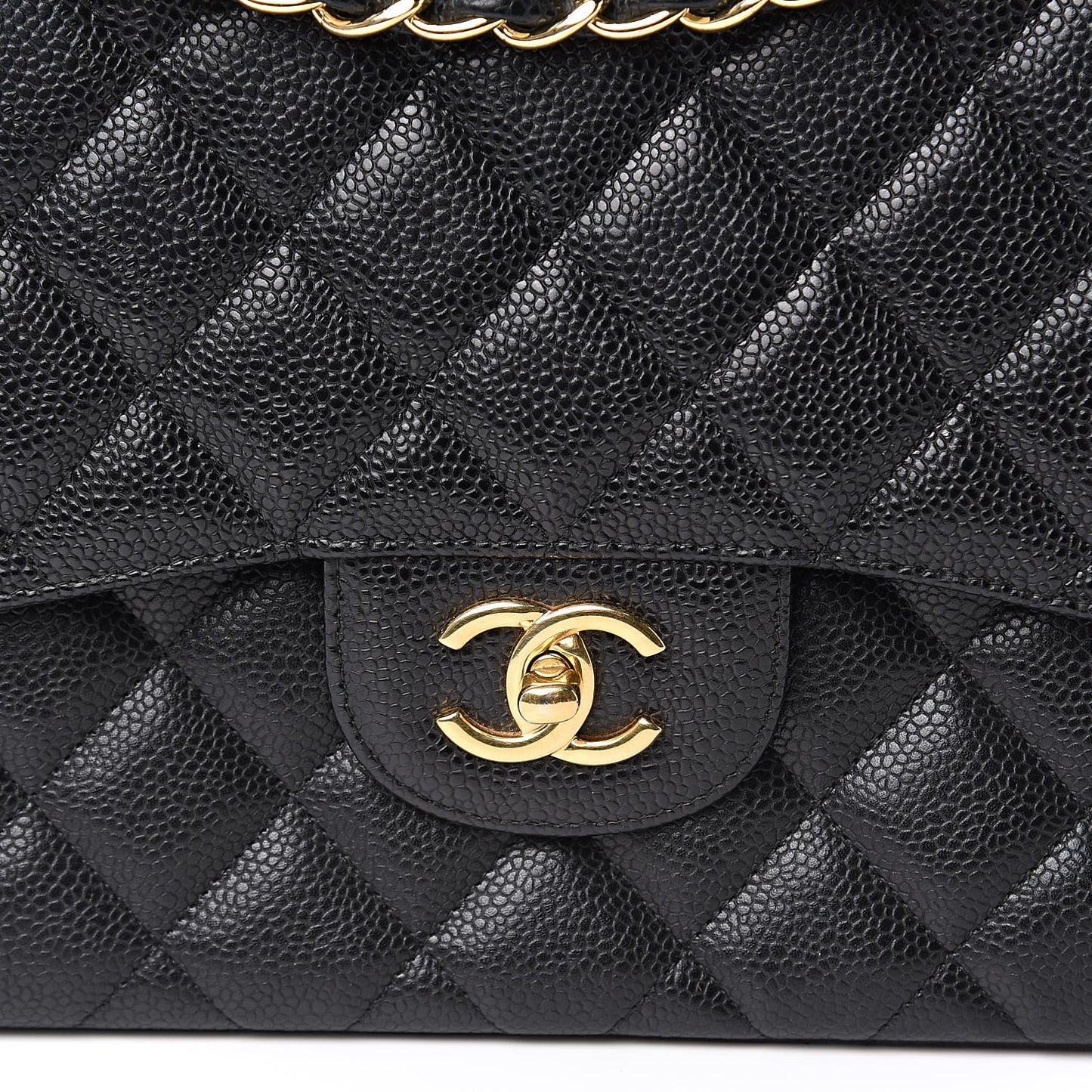 Caviar Quilted Jumbo Double Flap Black