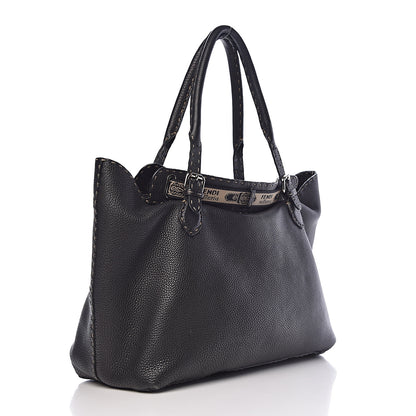Fendi Calfskin Romano Selleria Large Villa Borghese Tote Black 3 of 10