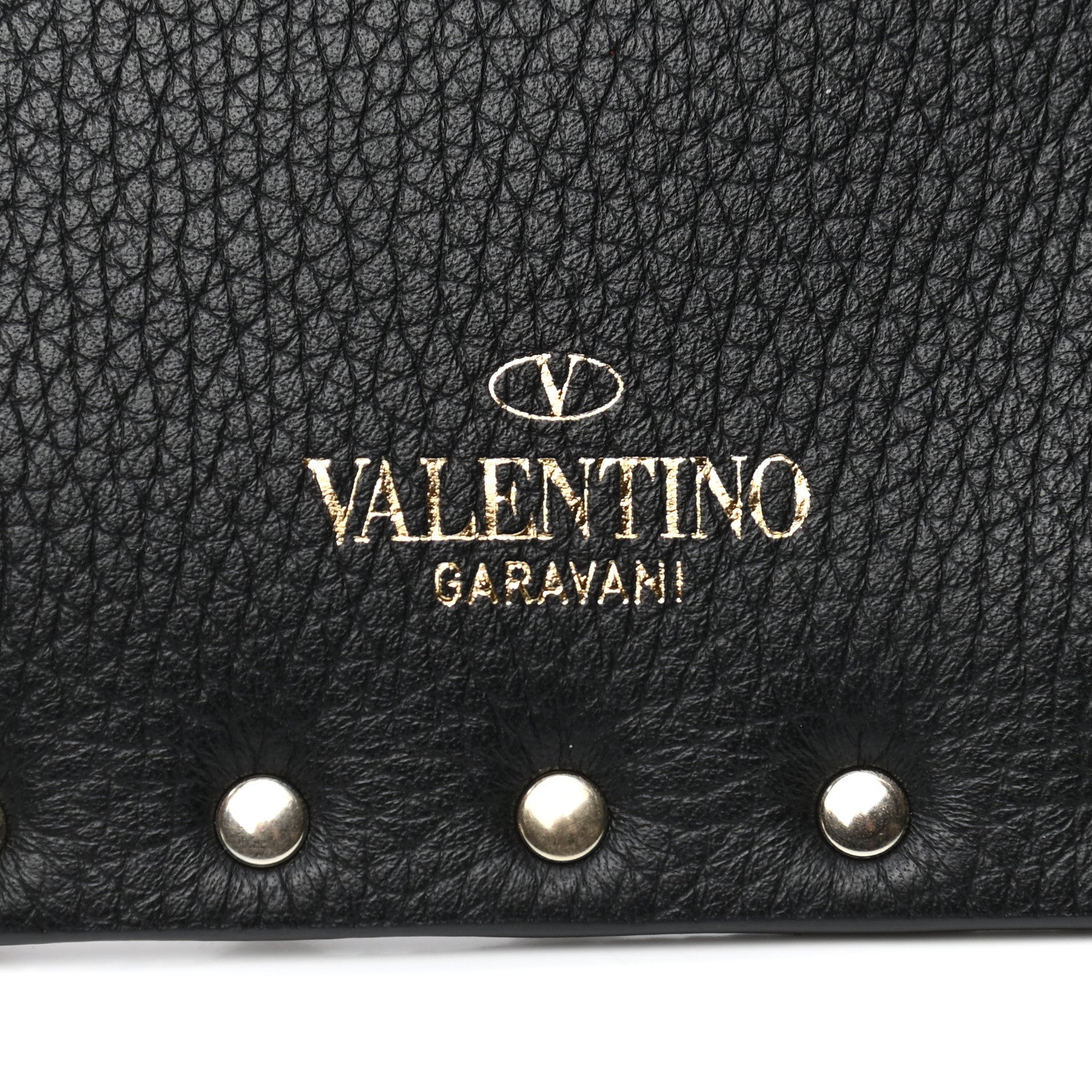 Valentino Garavani Pebbled Calfskin Medium Rockstud Envelope Flat Wristlet Pouch Black 5 of 7