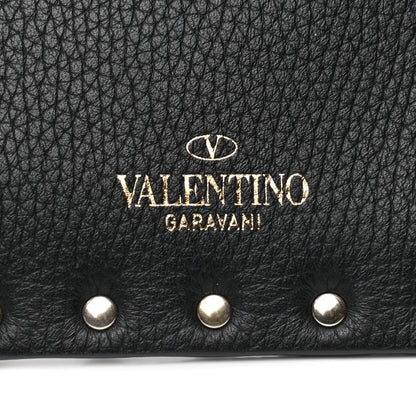Valentino Garavani Pebbled Calfskin Medium Rockstud Envelope Flat Wristlet Pouch Black 5 of 7