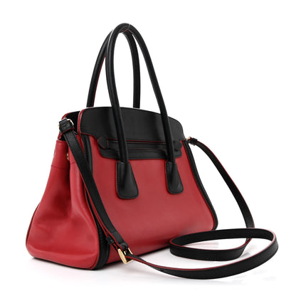 Prada Saffiano City Calfskin Bi-Color Tote Fuoco Black 3 of 16