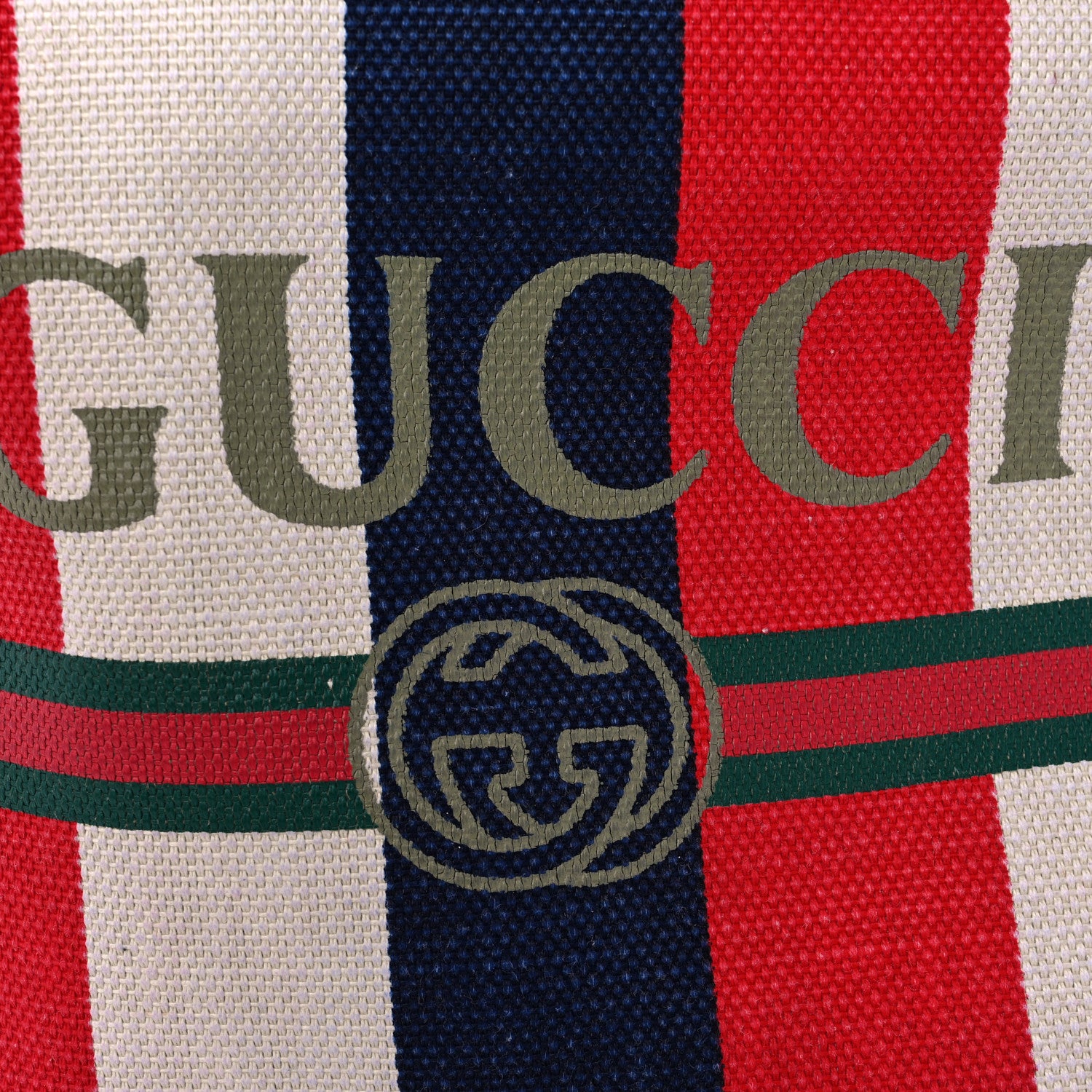 Gucci Canvas Logo Sylvie Stripe Drawstring Backpack Red 10 of 10