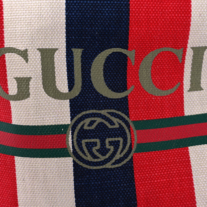 Gucci Canvas Logo Sylvie Stripe Drawstring Backpack Red 10 of 10