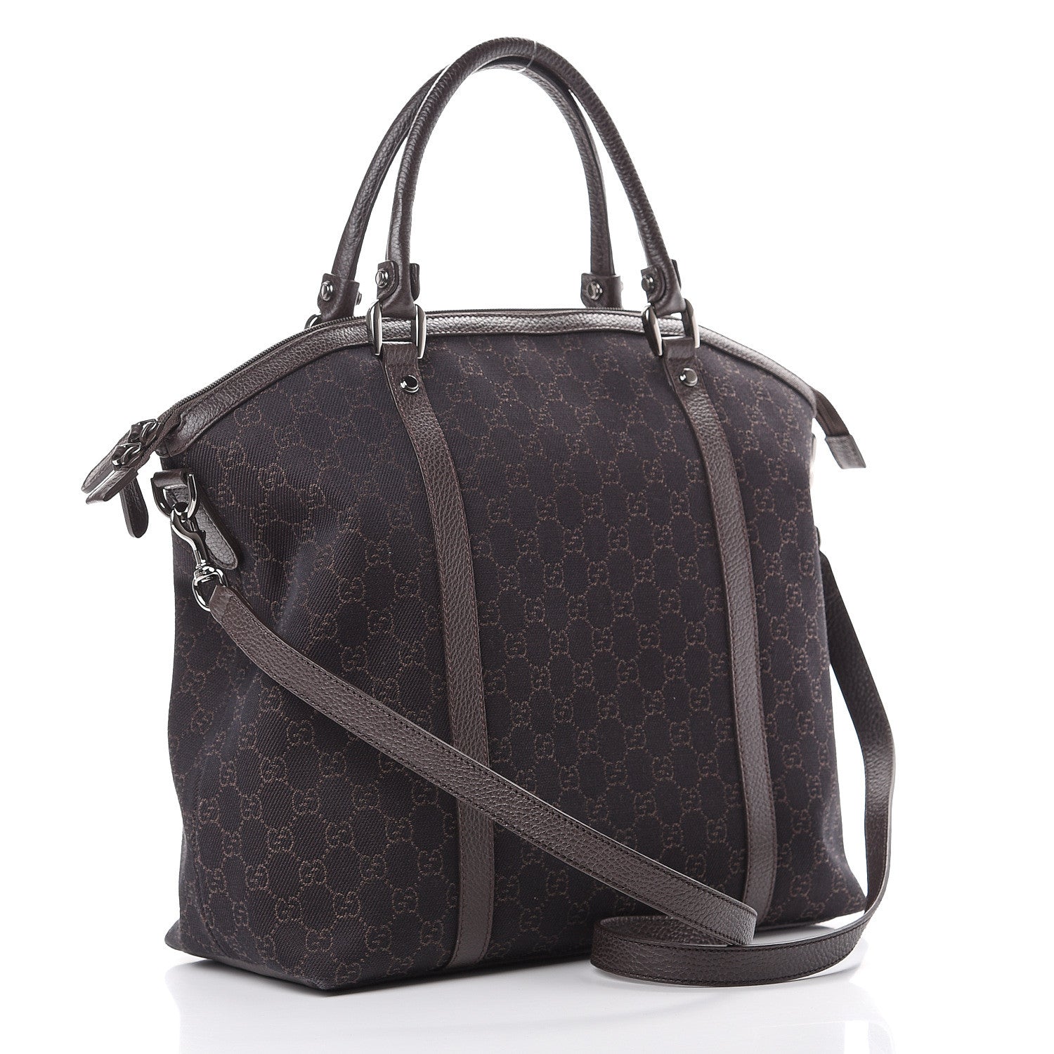 Gucci Monogram Large GG Charm Dome Satchel Dark Brown 2 of 9