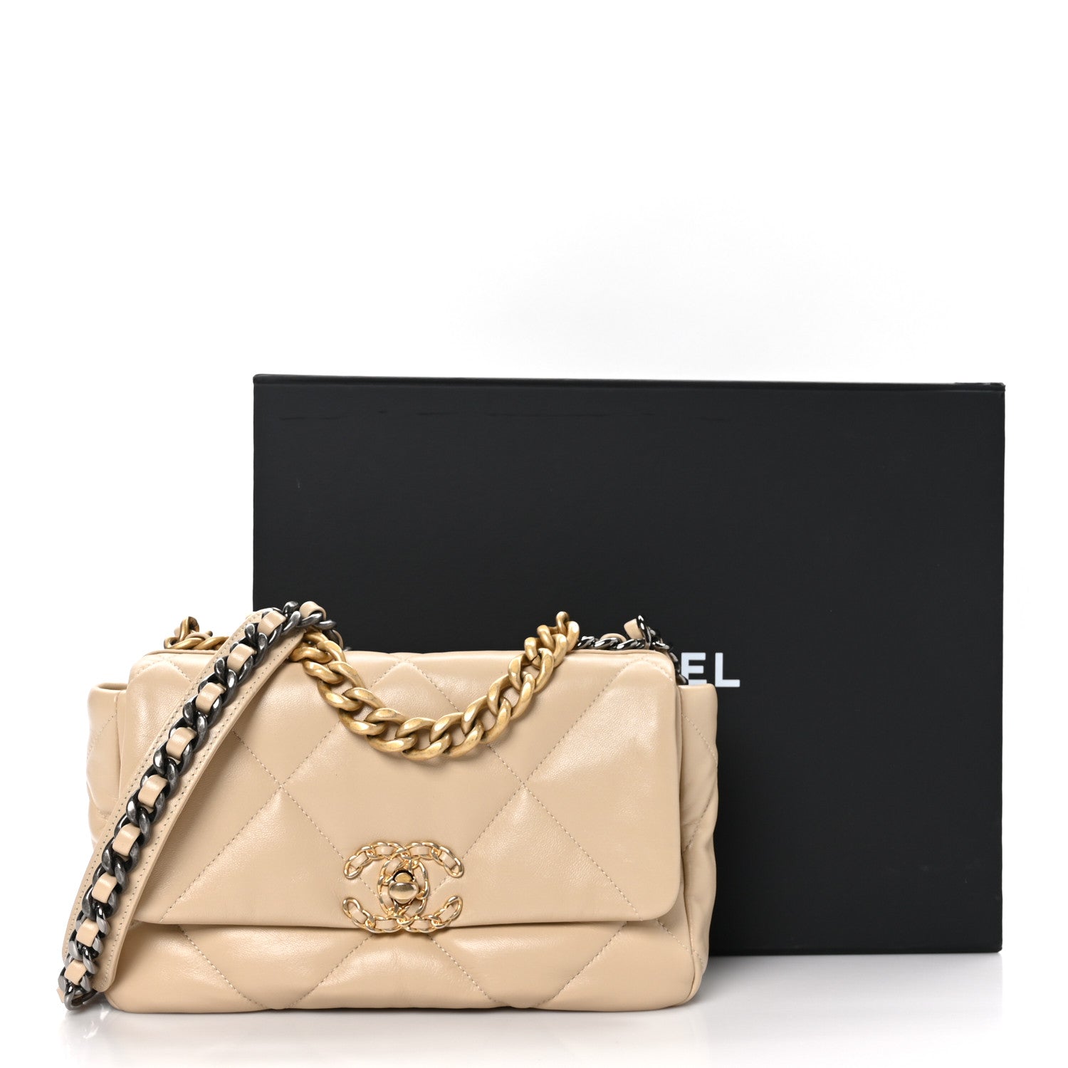 Chanel Lambskin Quilted Medium Chanel 19 Flap Beige 12 of 12