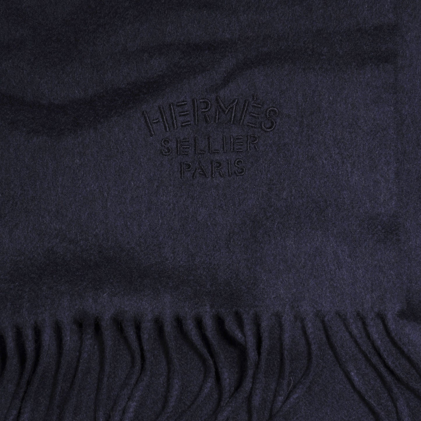 Cashmere Broderie Scarf Navy