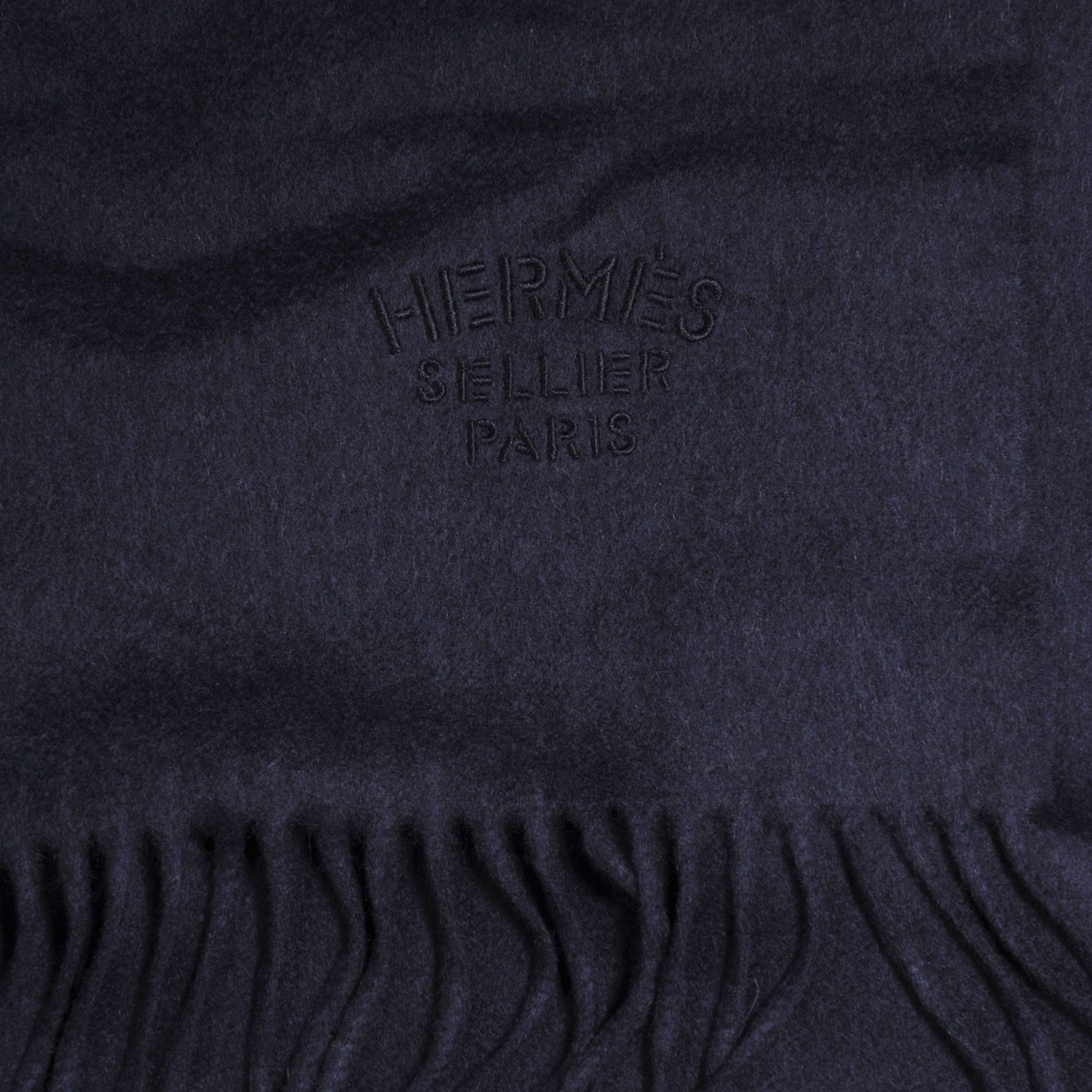 Hermes Cashmere Broderie Scarf Navy 3 of 4
