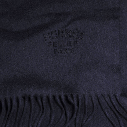 Hermes Cashmere Broderie Scarf Navy 3 of 4