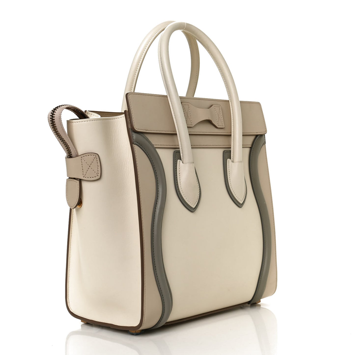 Shiny Smooth Calfskin Micro Tri-Color Luggage Natural