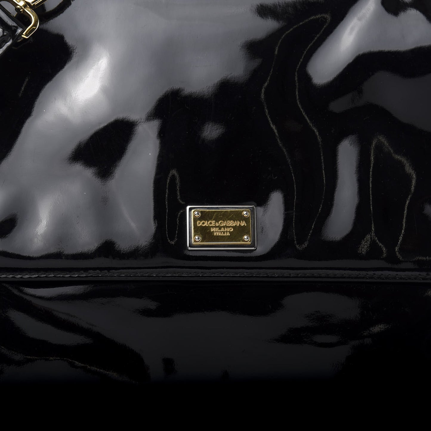 Patent Large Miss Sicily Satchel Black