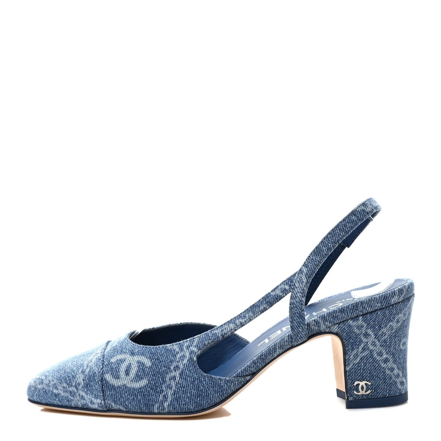 Denim Cap Toe Denim Slingback Pumps 36.5 Blue