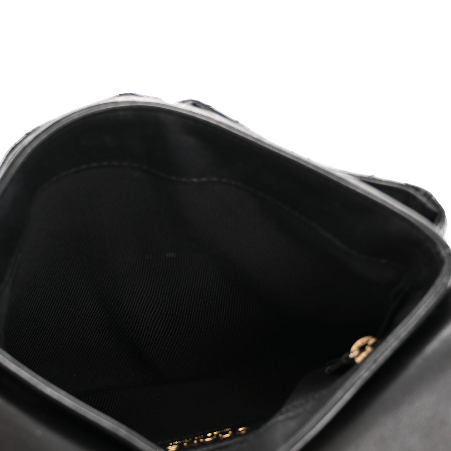 Glazed Calfskin Quilted Double Pocket Crossbody Flap Black