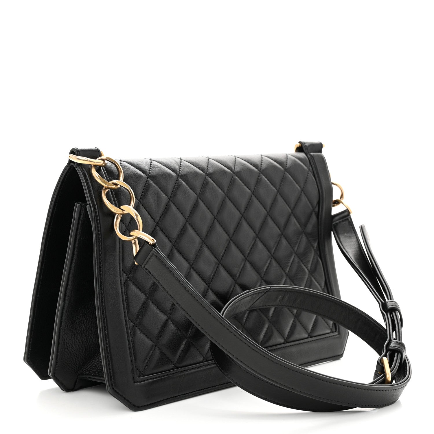Chanel Calfskin Quilted Large Chain Link Full Flap Black 3 of 11