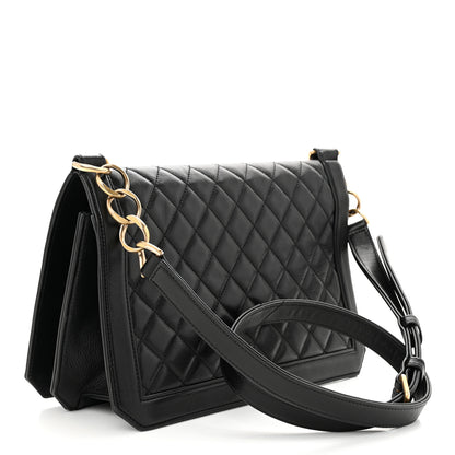 Chanel Calfskin Quilted Large Chain Link Full Flap Black 3 of 11