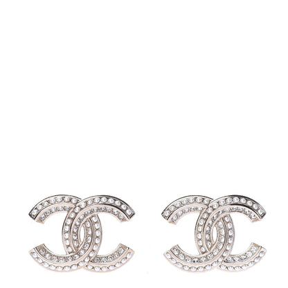 Chanel Crystal Pearl Chain Mania CC Earrings Gold 1 of 5