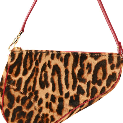Christian Dior CHRISTIAN DIOR Pony Hair Leopard Mini Saddle Bag Red 8 of 12