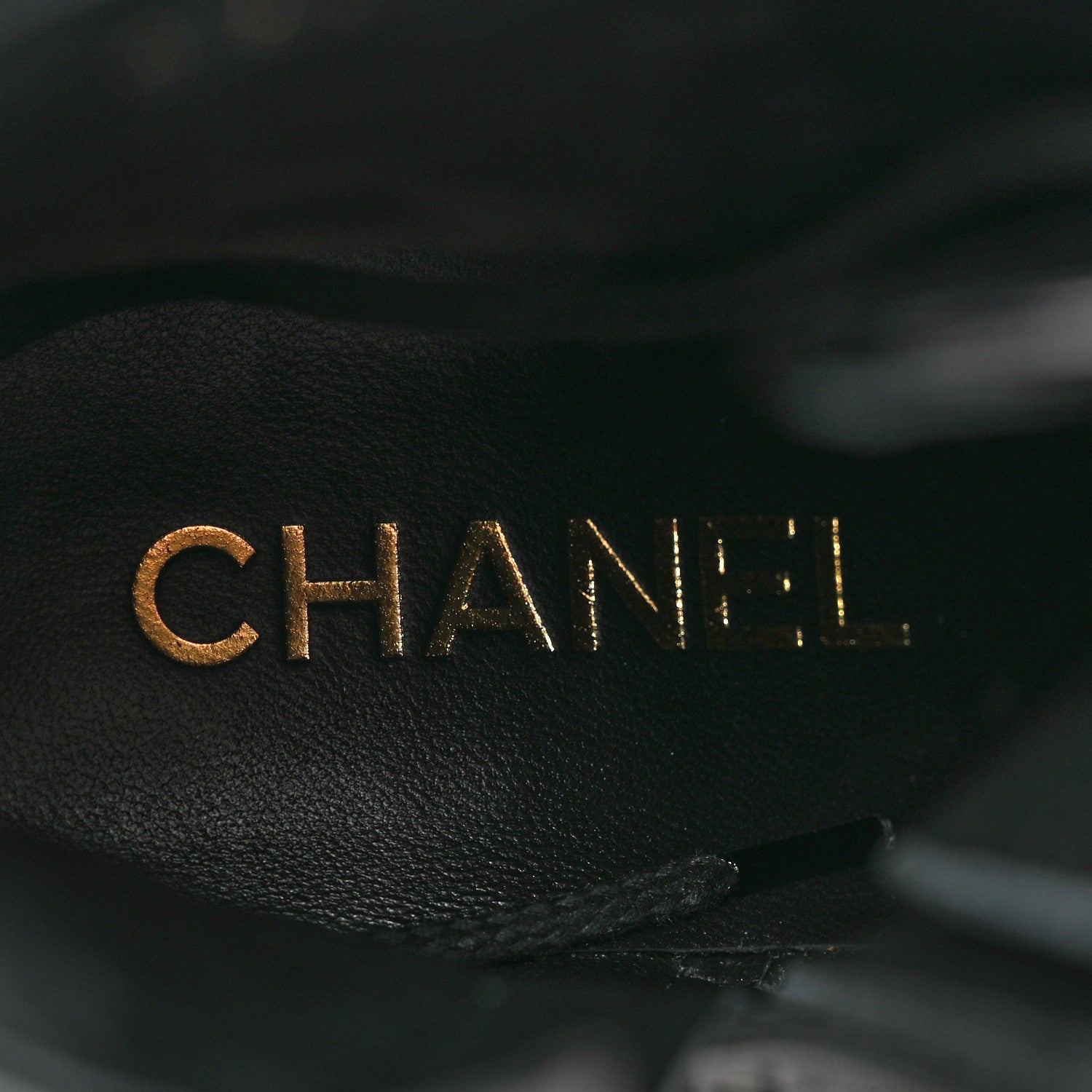 Chanel Shiny Calfskin Patent Quilted Chain Lace Up Combat Boots 37.5 Black 8 of 14