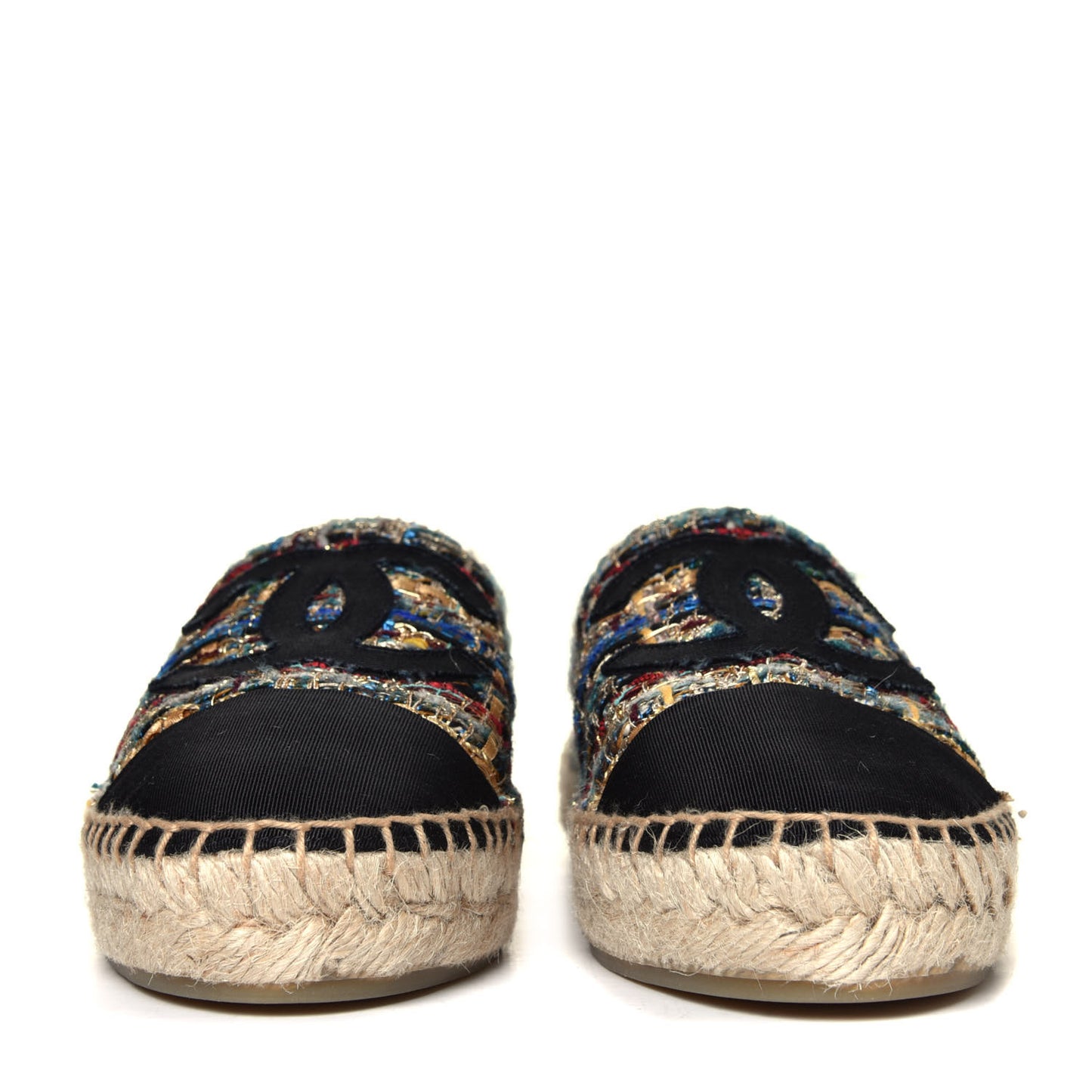 Tweed Grosgrain CC Espadrilles 36 Multicolor