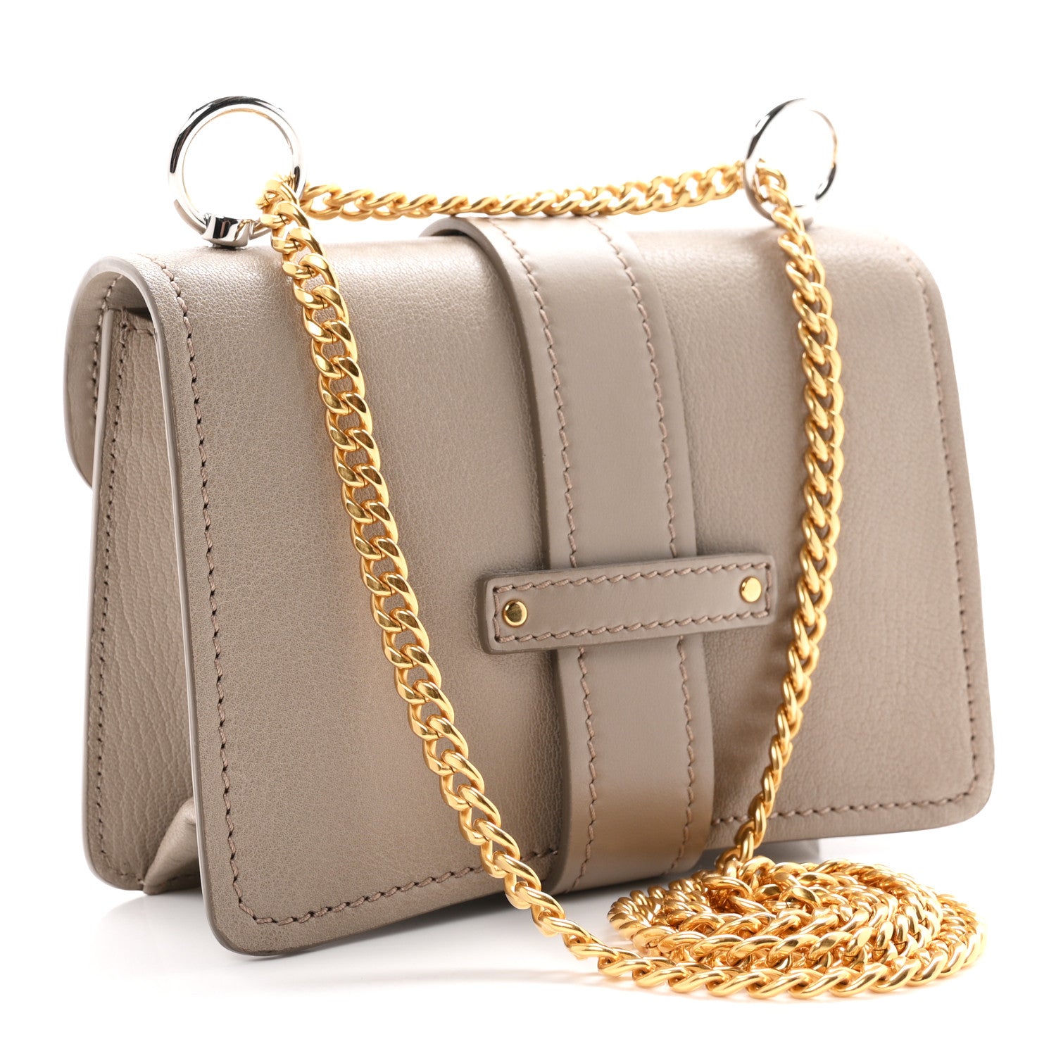 Chloe Shiny Goatskin Calfskin Mini Aby Chain Shoulder Bag Motty Grey 3 of 10
