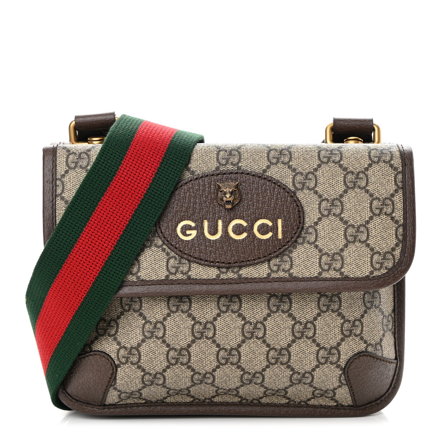 Gucci GG Supreme Monogram Web Small Neo Vintage Double Flap Messenger Bag Beige New Acero 1 of 13